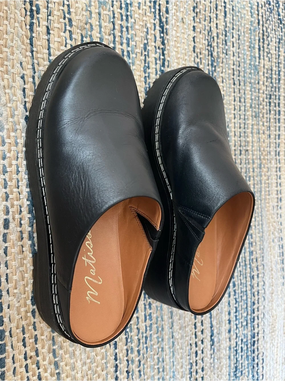 Matisse Lena Chunky Black Leather Slip-On Clog